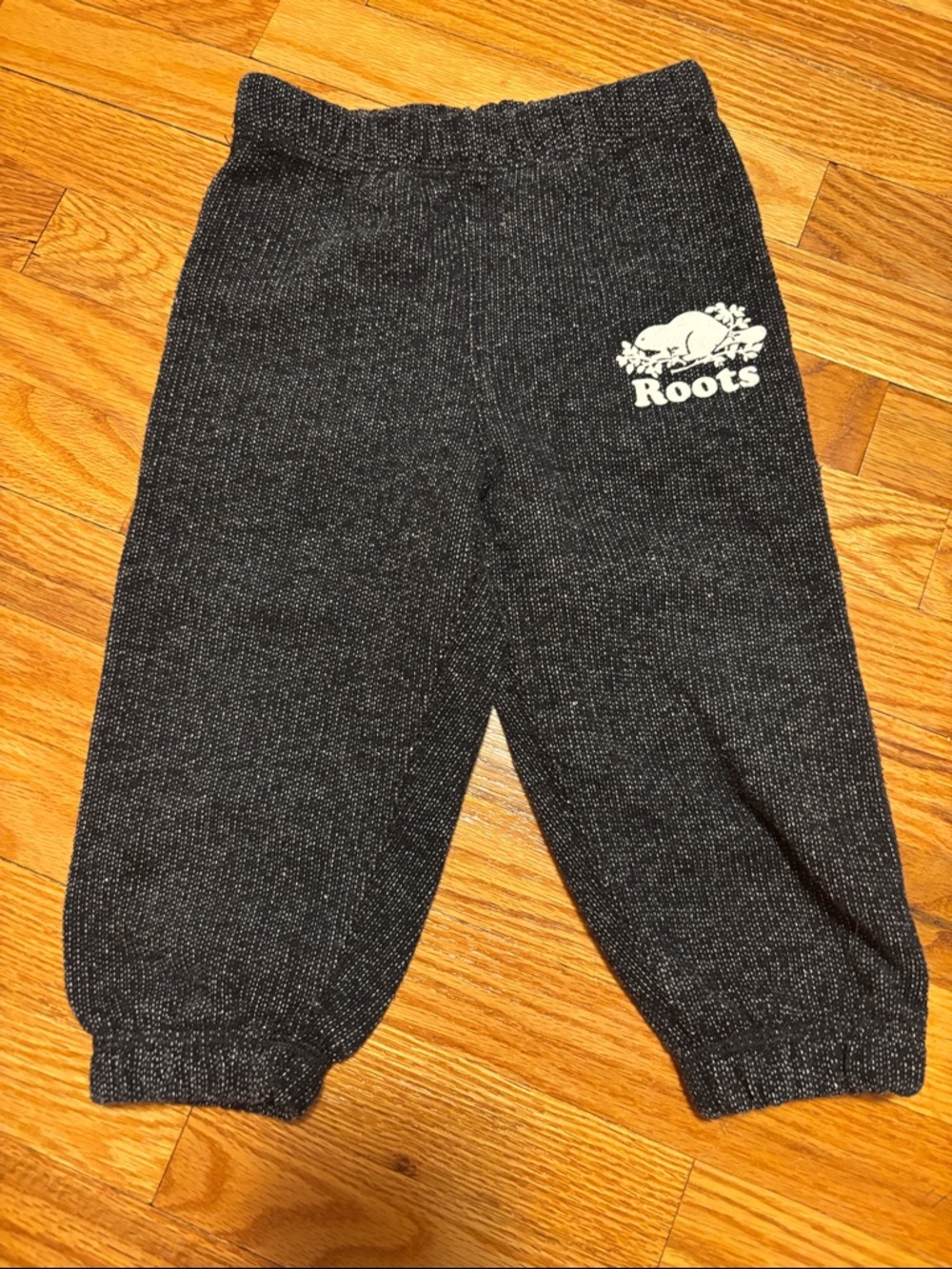 Roots Kids Charcoal Knit Sweatpants with White Logo